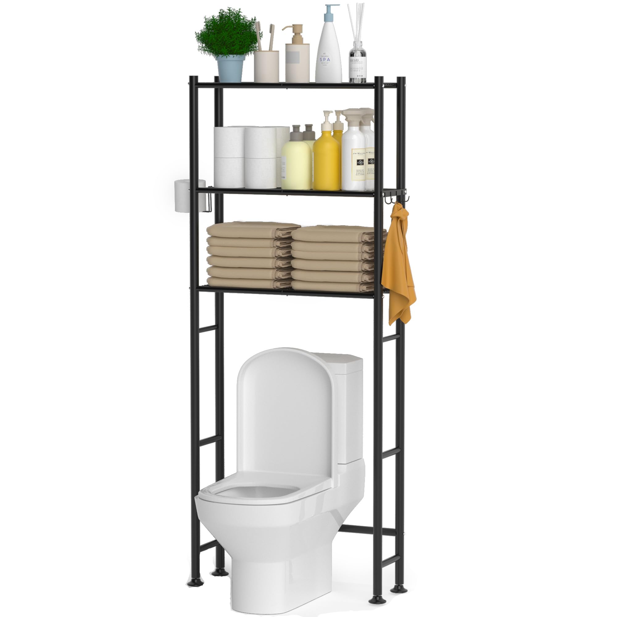 Yutrchey 3-tier over-toilet storage shelf keeps toiletries organized in a compact bathroom.