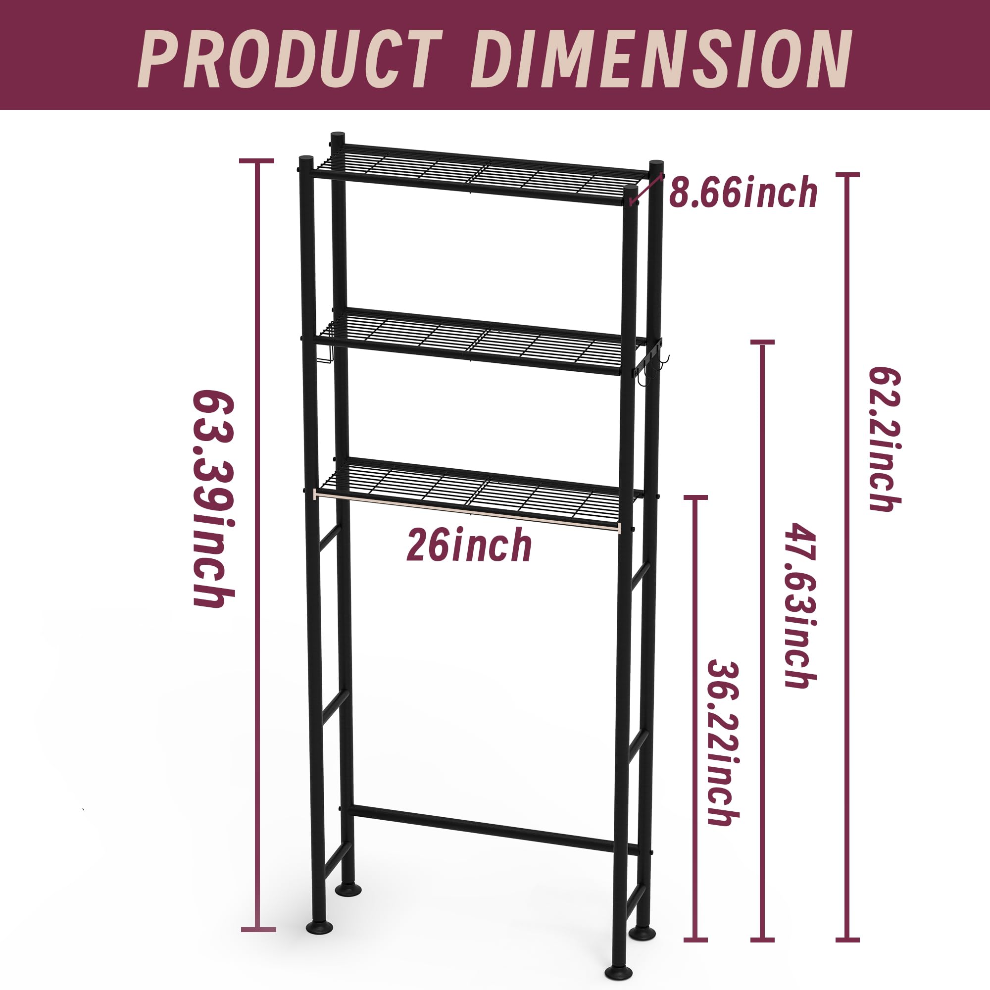 Yutrchey bathroom organizer with hooks for towels and brushes.