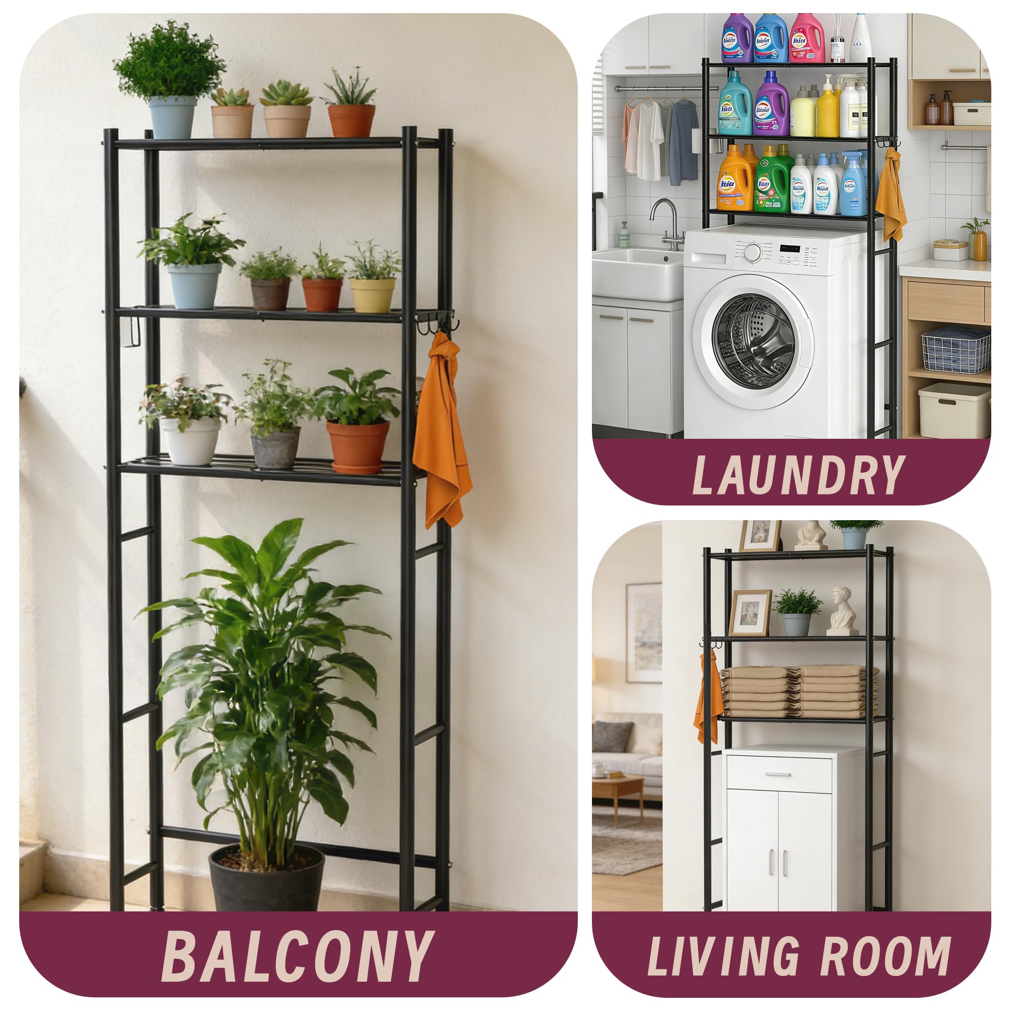 Yutrchey multifunctional storage for kitchen and bathroom needs in small spaces.