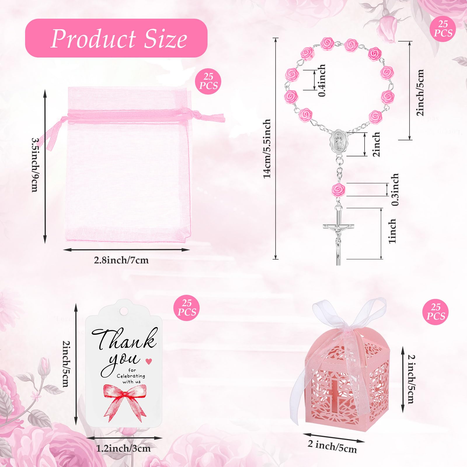 Yuxung pink rosary boxes showcase the elegant presentation for guest gifts.