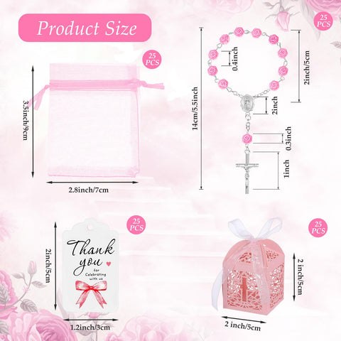 Yuxung pink rosary boxes showcase the elegant presentation for guest gifts.