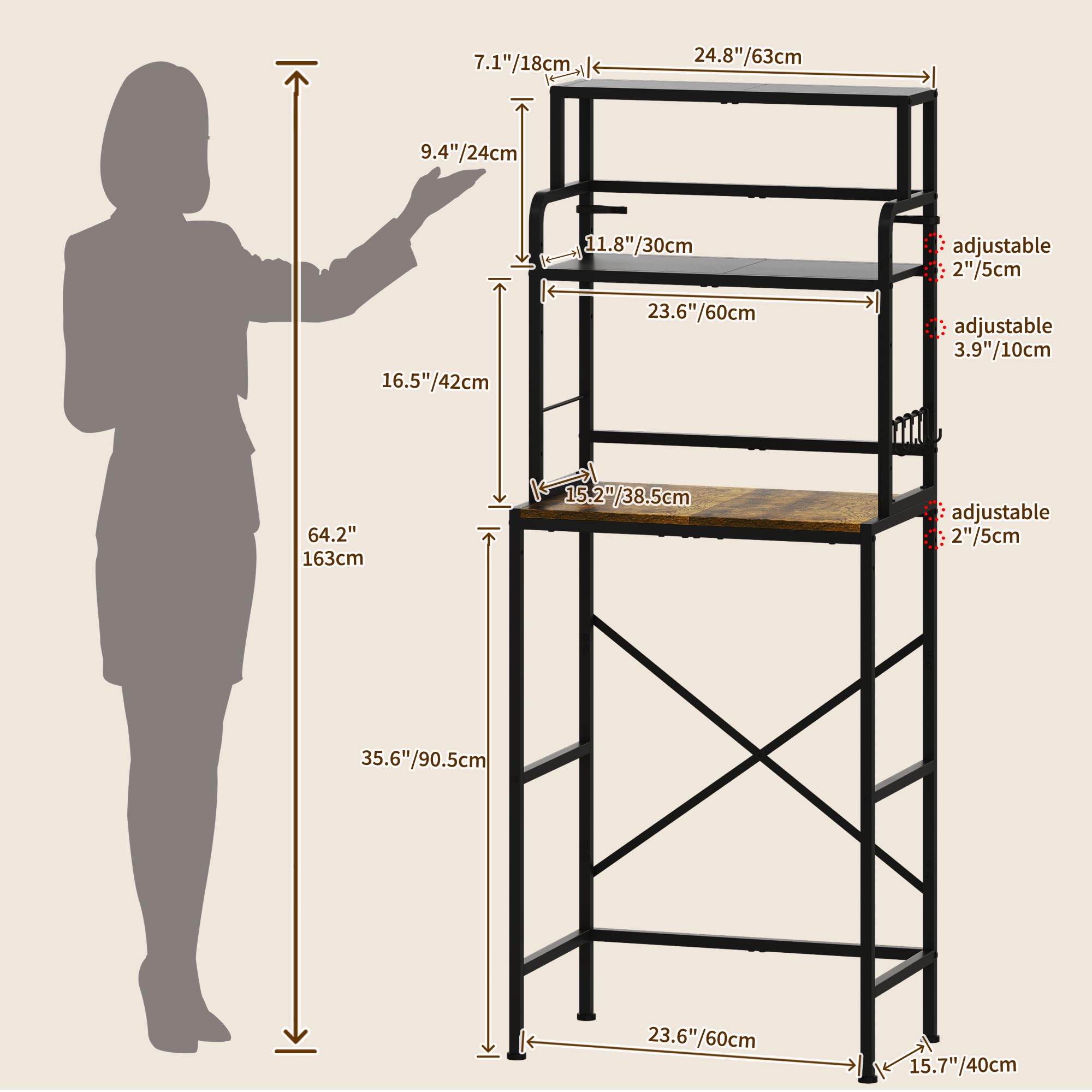 Yuyetuyo 3-Tier fridge stand adjustable shelves enable flexible storage for small appliances.
