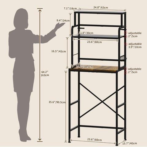 Yuyetuyo 3-Tier fridge stand adjustable shelves enable flexible storage for small appliances.