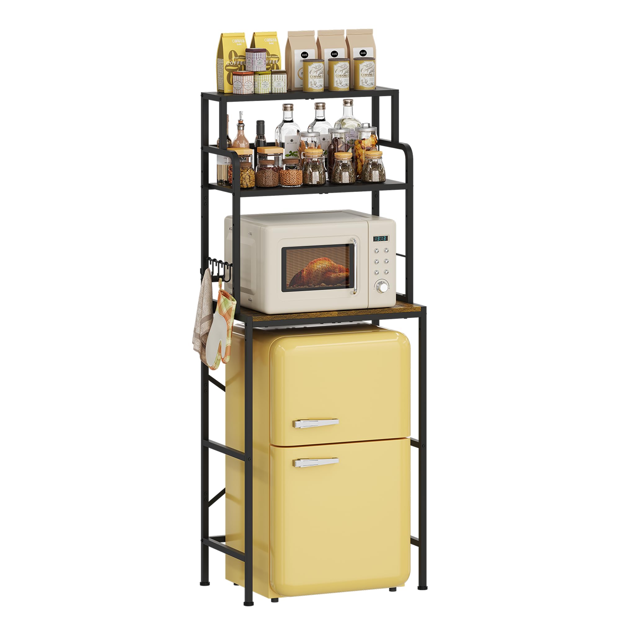Yuyetuyo 3-Tier fridge stand compact footprint for apartments and offices.