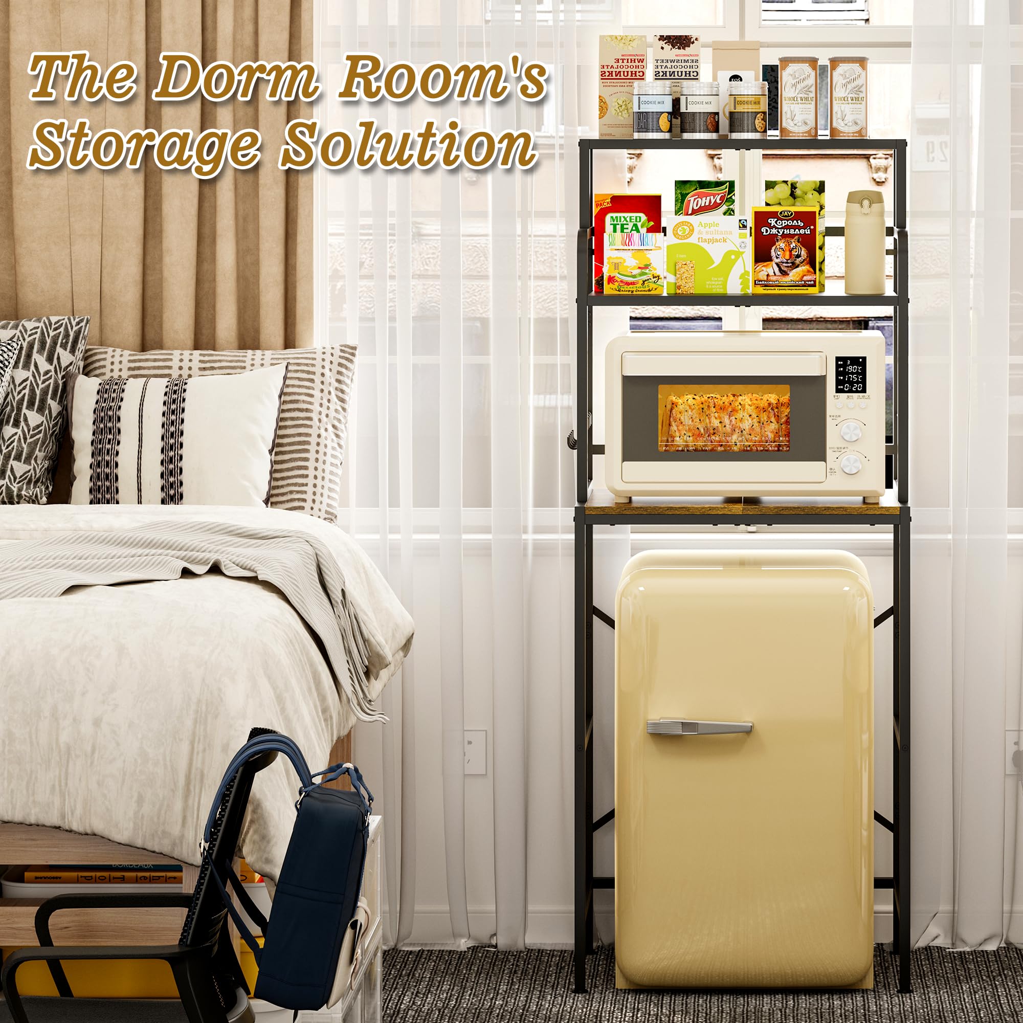 Yuyetuyo 3-Tier fridge stand ideal for dorm kitchens and small spaces.