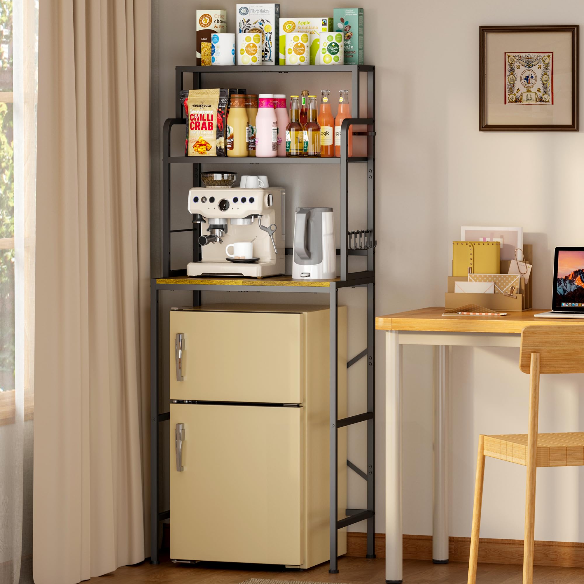 Yuyetuyo 3-Tier fridge stand easy assembly with sturdy materials.