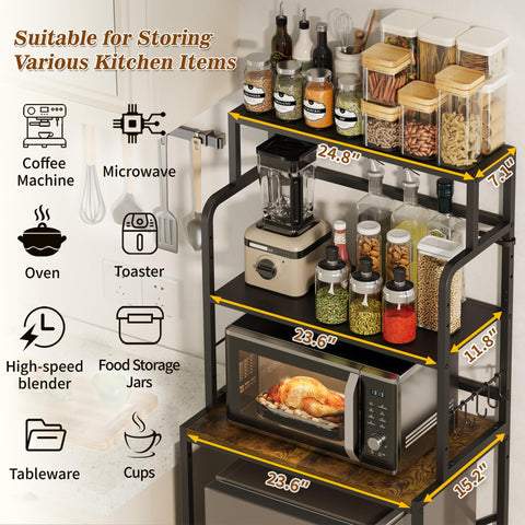Yuyetuyo 3-Tier fridge stand lower compartment offers roomy storage for compact fridges.