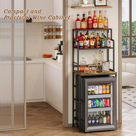 Yuyetuyo 3-Tier fridge stand supports microwave and fridge in one organized setup.