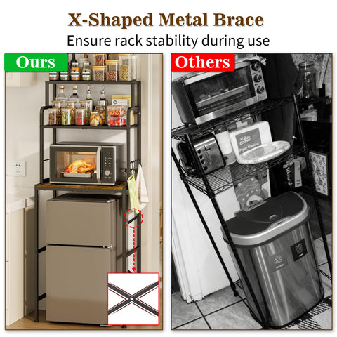Yuyetuyo 3-Tier fridge stand side S-hooks keep utensils handy.