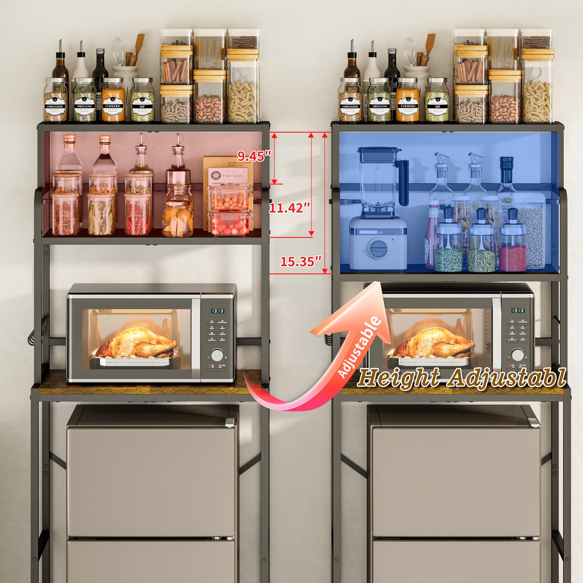 Yuyetuyo 3-Tier fridge stand X-frame anti-tip design boosts stability.