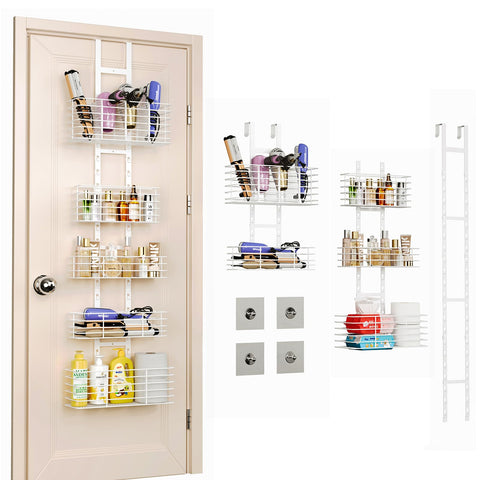 Yuyetuyo 5-tier door organizer neatly stores bathroom essentials.