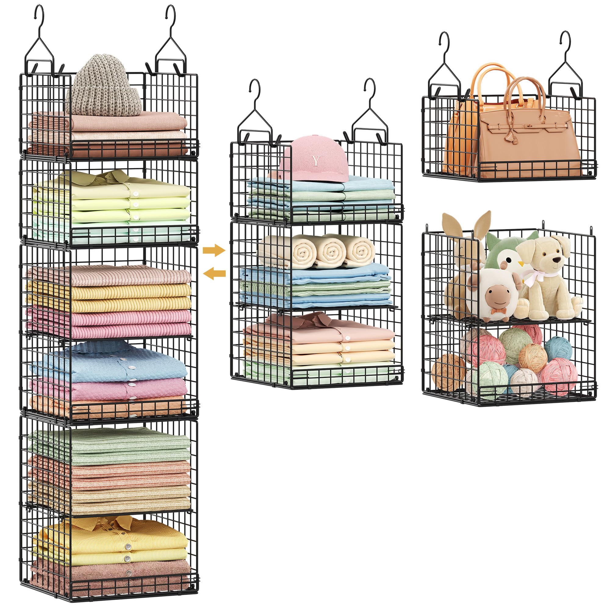Yuyetuyo 6-tier hanging closet organizer showcasing organized clothing storage