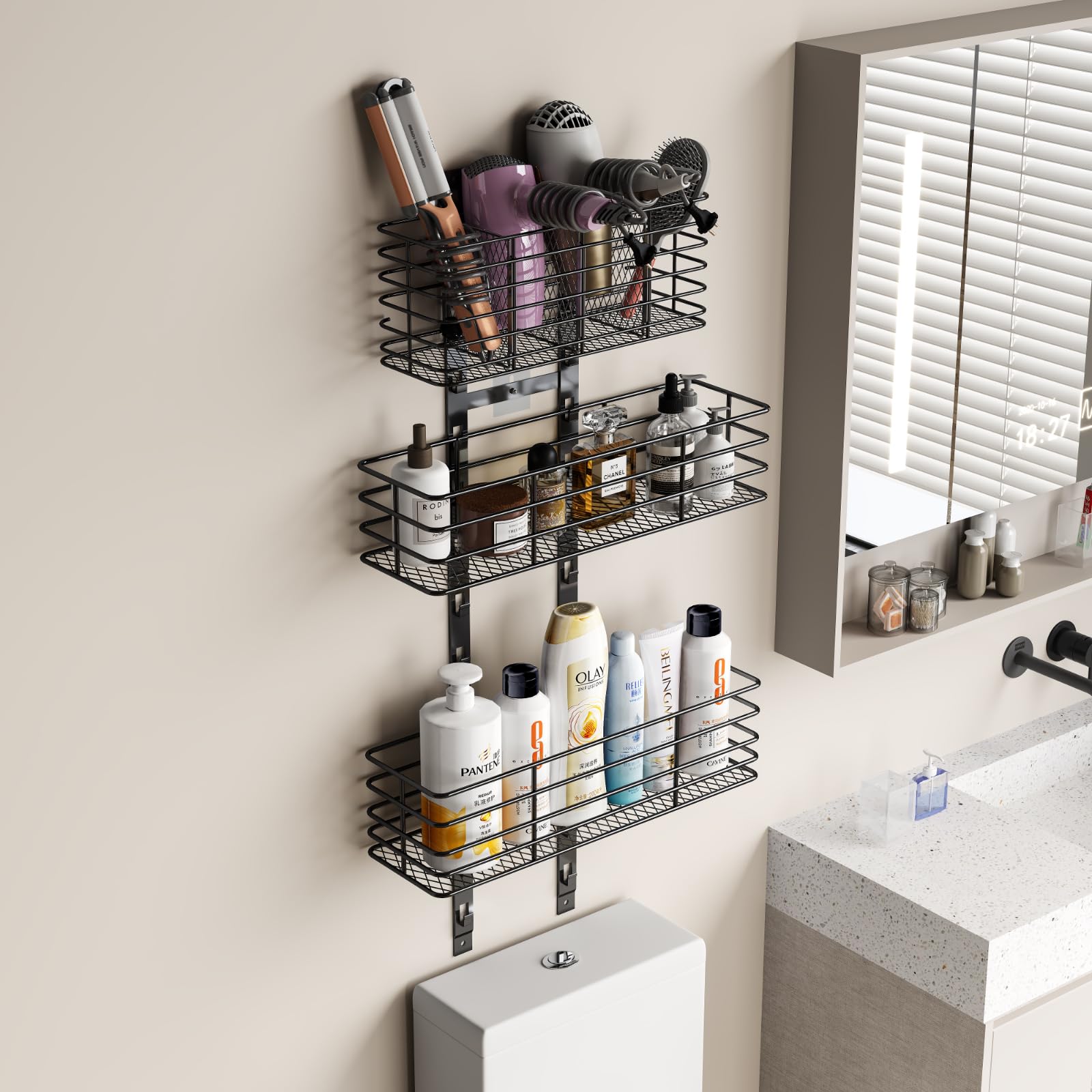 Yuyetuyo adhesive mounting option keeps the rack secure without marks.
