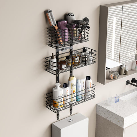 Yuyetuyo adhesive mounting option keeps the rack secure without marks.
