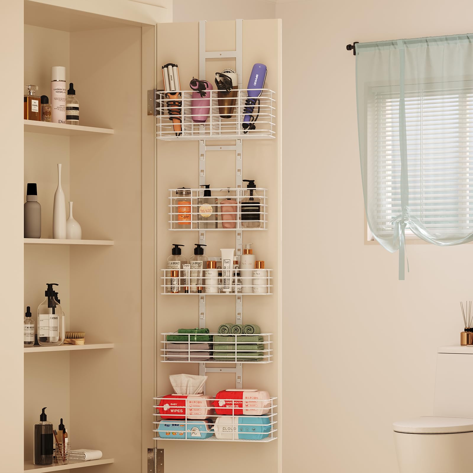 Yuyetuyo bathroom storage baskets provide versatile visible storage.
