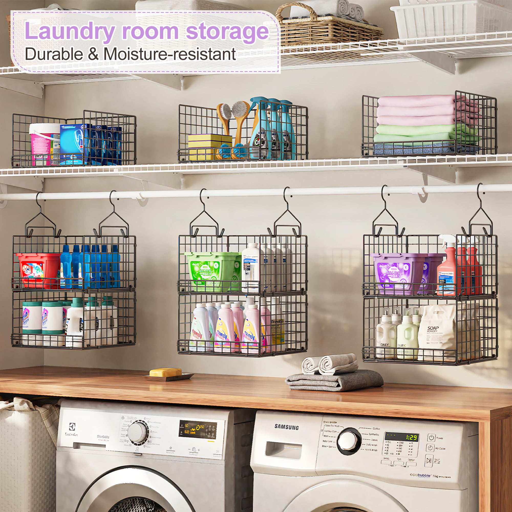 Yuyetuyo closet rod hooks optimizing vertical storage on standard rods