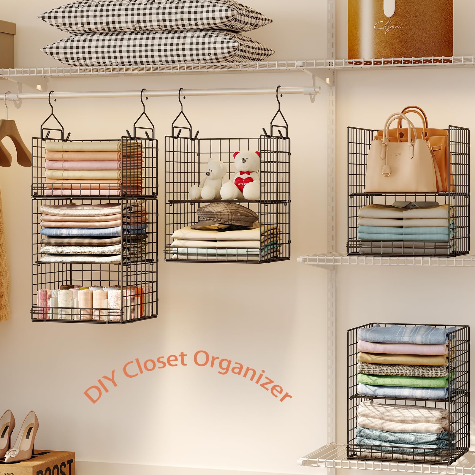 Yuyetuyo foldable panels shown collapsed for compact shelf storage.