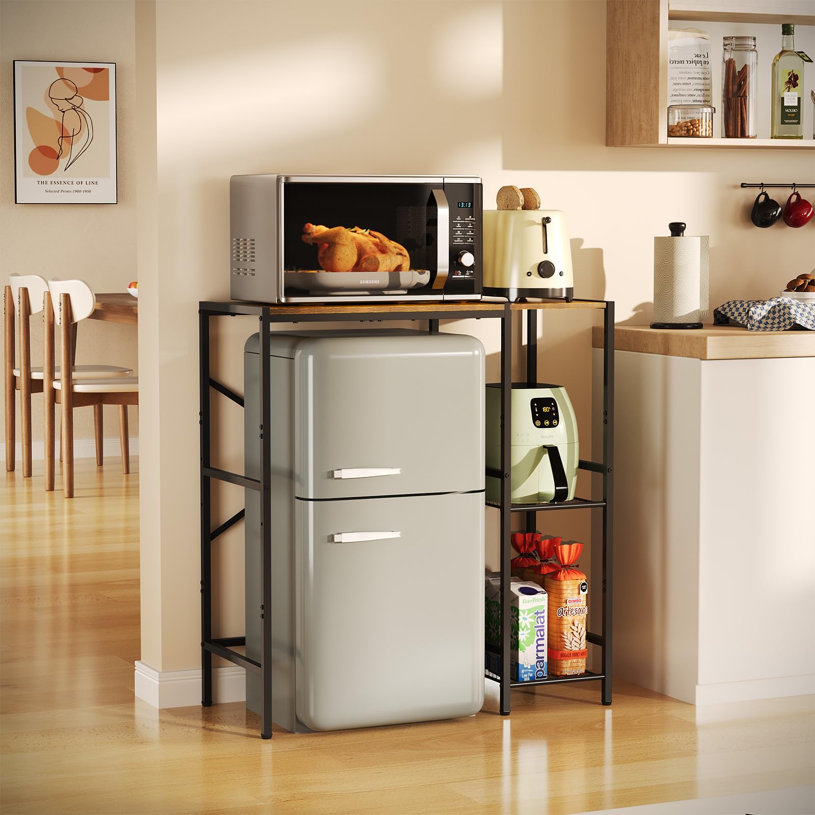 Yuyetuyo mini fridge stand dimensions ensure fit in tight spaces.