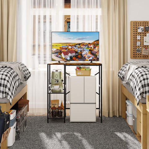 Yuyetuyo mini fridge stand holds a TV up to 32 inches for compact living.