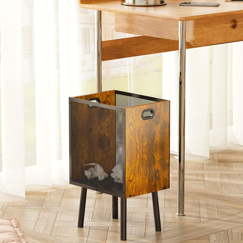 Yuyetuyo wood-mesh trash can blends classic wood with metal for a tidy desk setup.