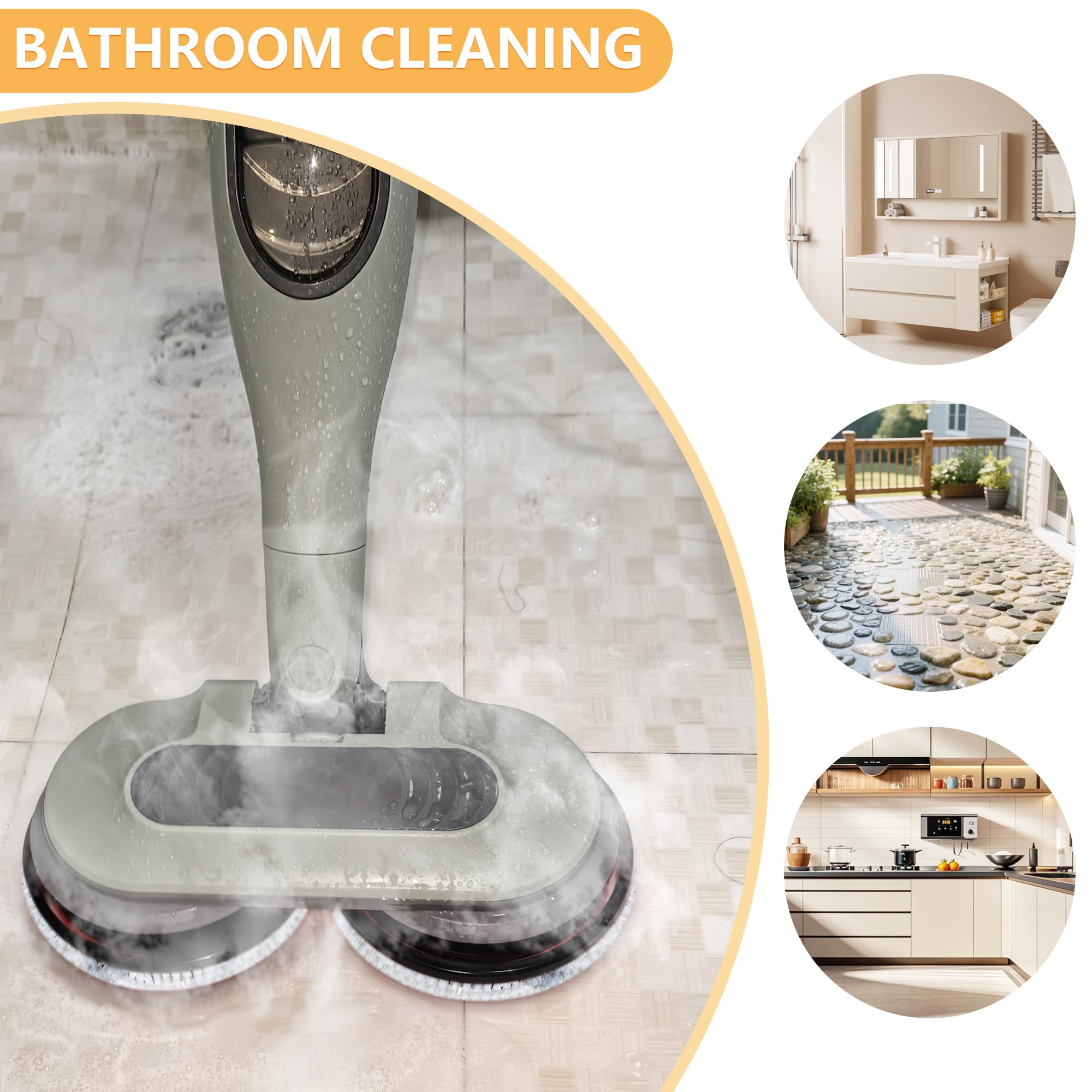 YUYUXB nylon bristle brush head delivers durable scrubbing power.