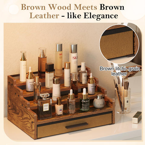 Yuzehuaza perfume stand with leather texture and breathable back for safety.