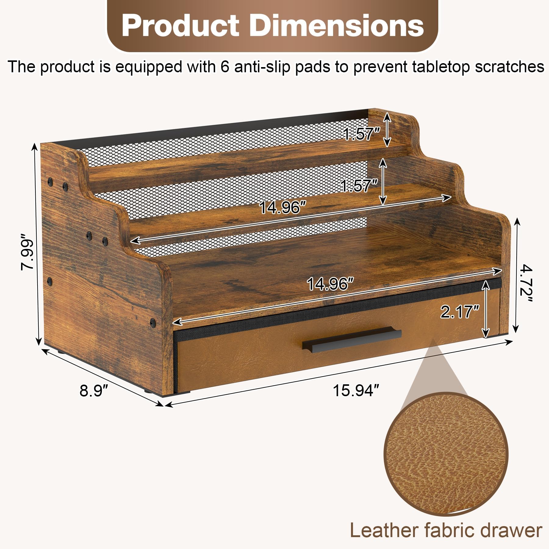 Yuzehuaza rustic brown wood finish adds a timeless touch to your vanity
