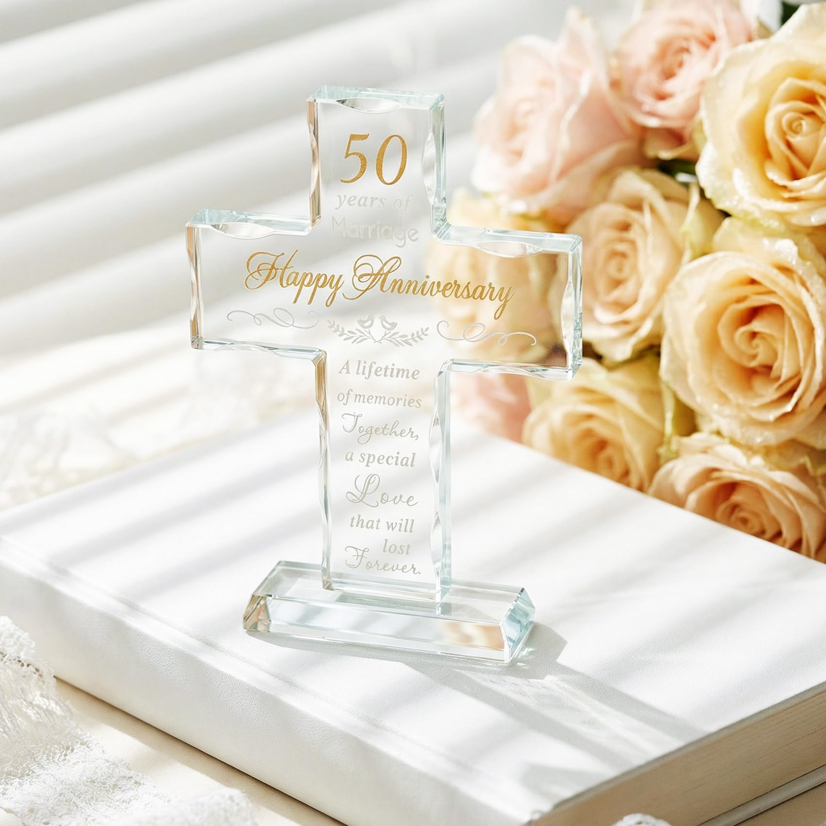 YWHL 50th anniversary cross as living room decor.