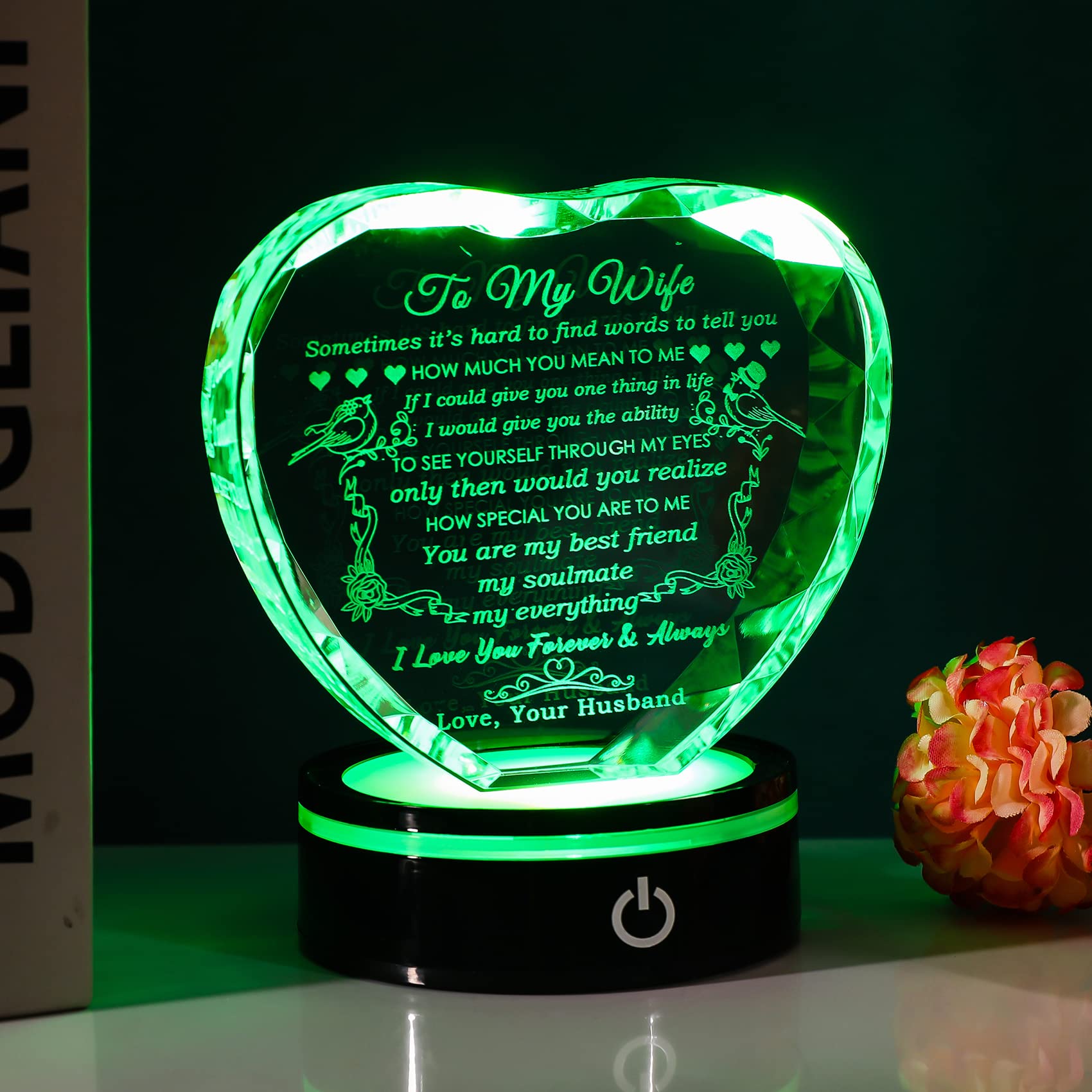 YWHL crystal heart gift box includes USB and cloth for gifting