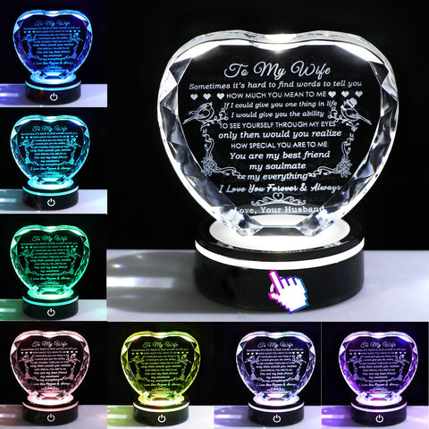 YWHL crystal heart interior engraving preserves heartfelt words