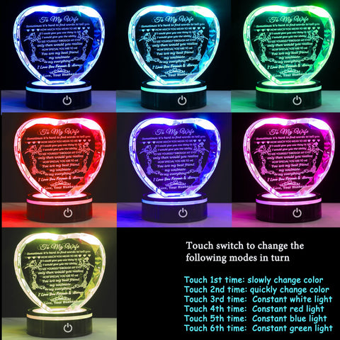 YWHL crystal heart LED mood lighting enhances evenings