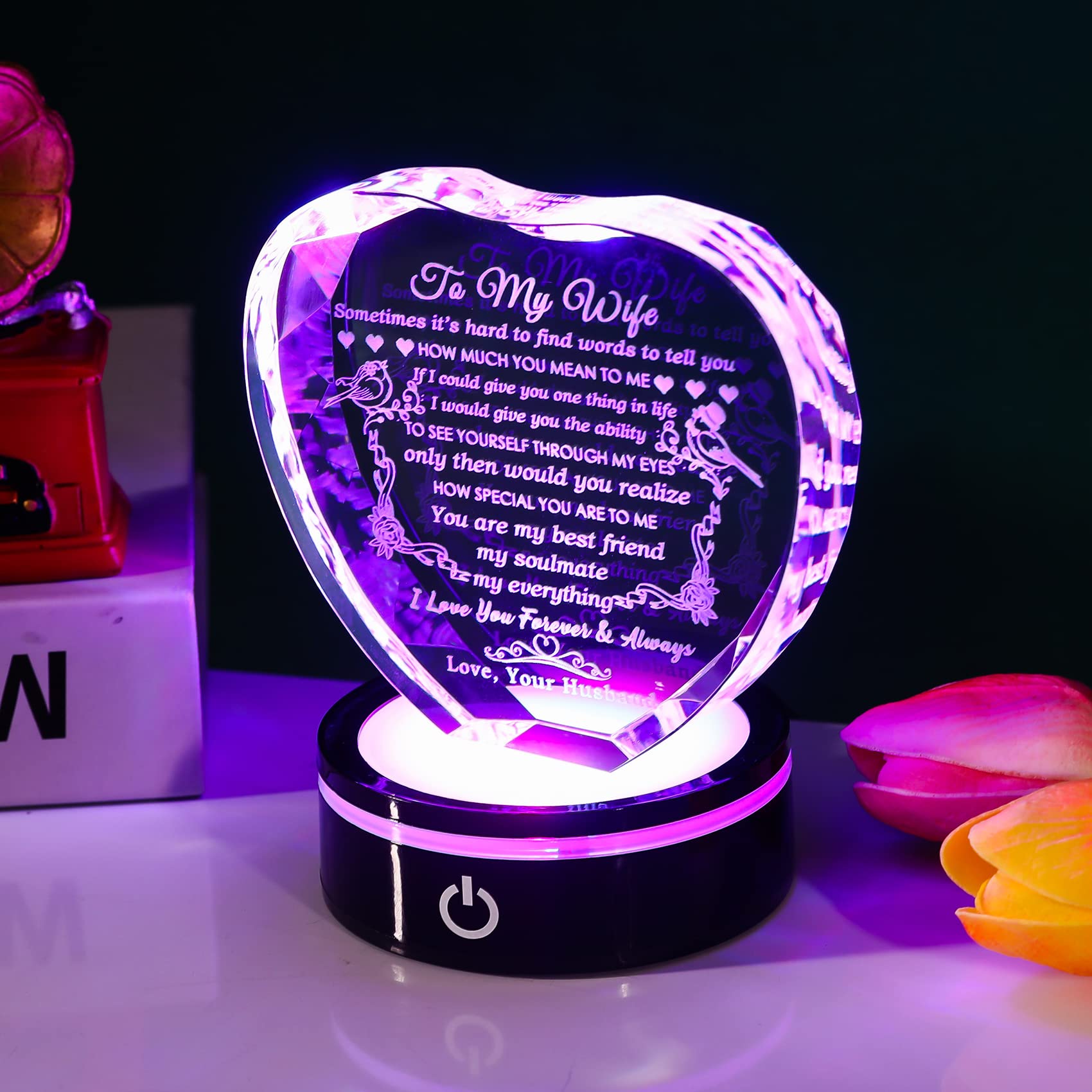 YWHL crystal heart displayed on a shelf as chic home décor