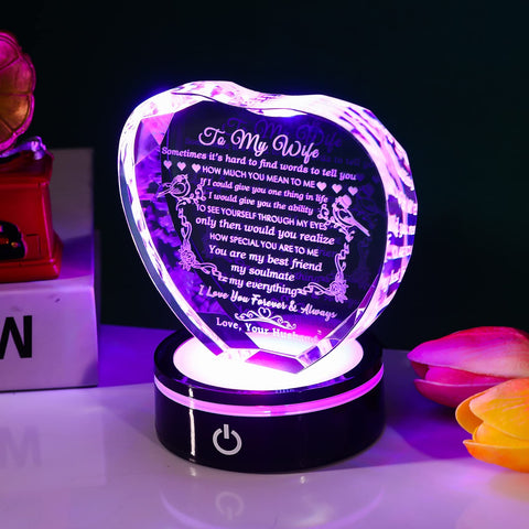 YWHL crystal heart displayed on a shelf as chic home décor