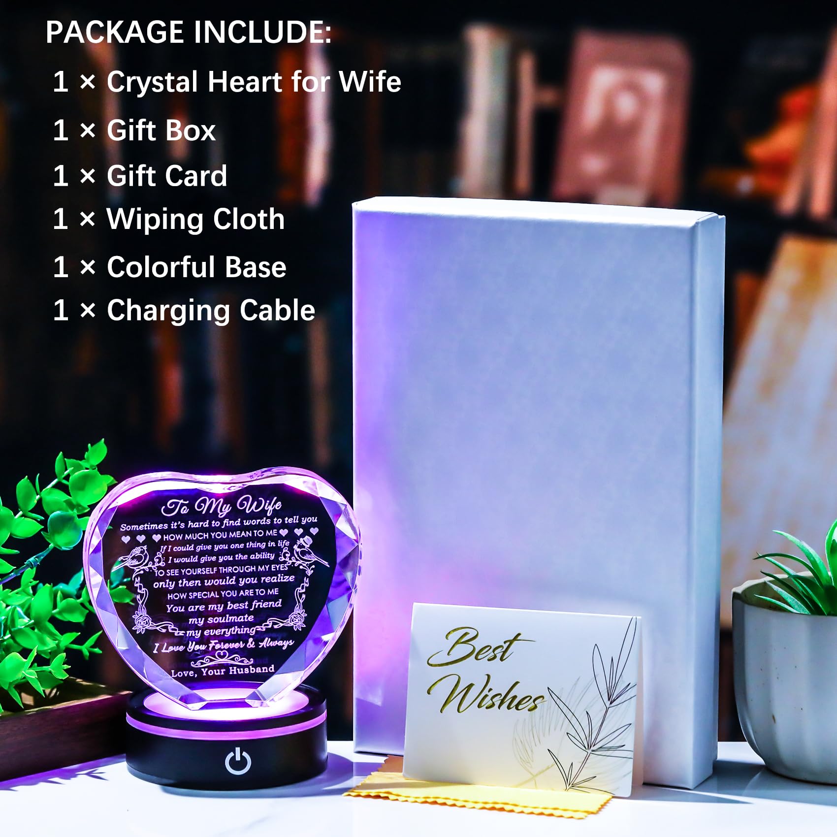 YWHL crystal heart packaged in a stylish gift box