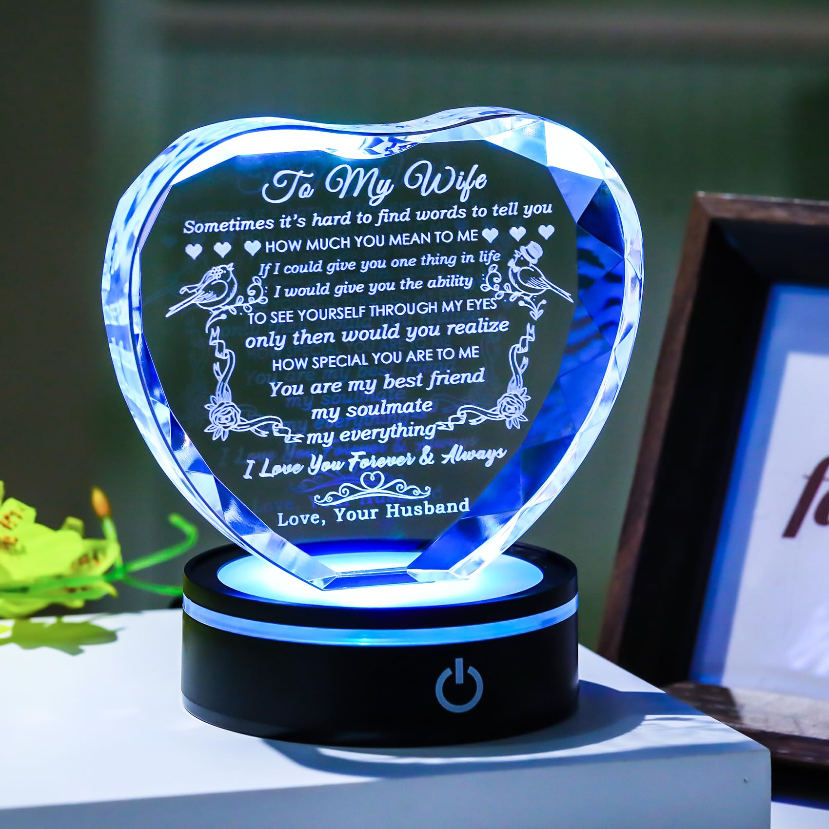 YWHL crystal heart gift ideal for weddings and birthdays
