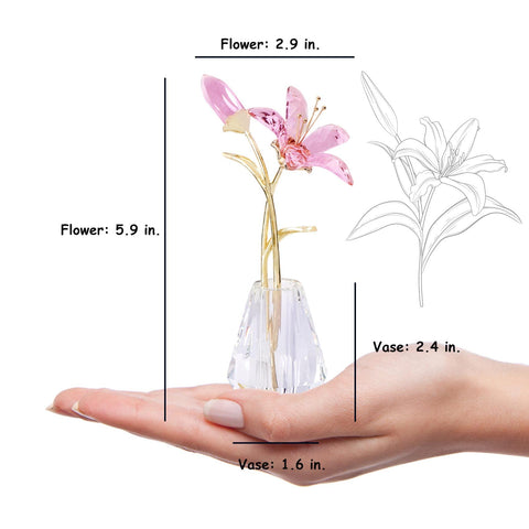 YWHL Crystal Lily on shelf brightens living spaces with a refined pink glow.