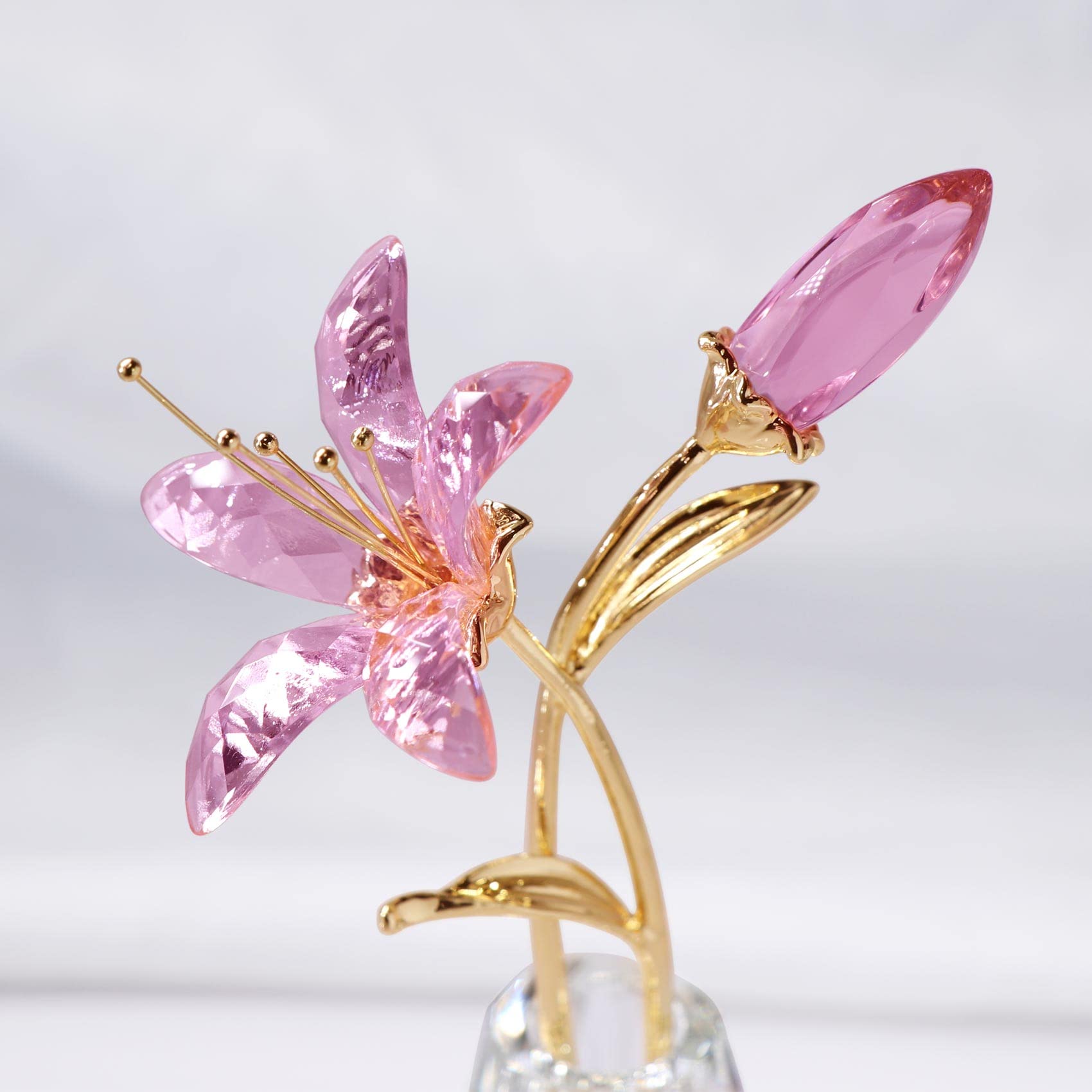 YWHL Crystal Lily Vase and metal stem showcase handmade precision and lasting display.