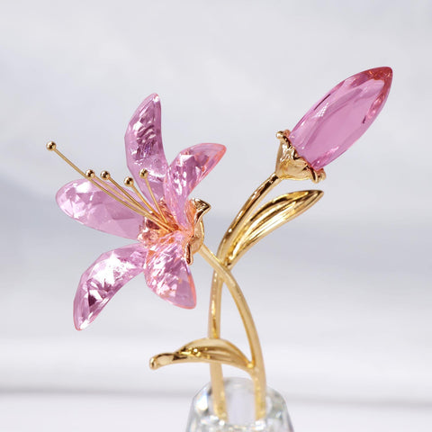 YWHL Crystal Lily Vase and metal stem showcase handmade precision and lasting display.