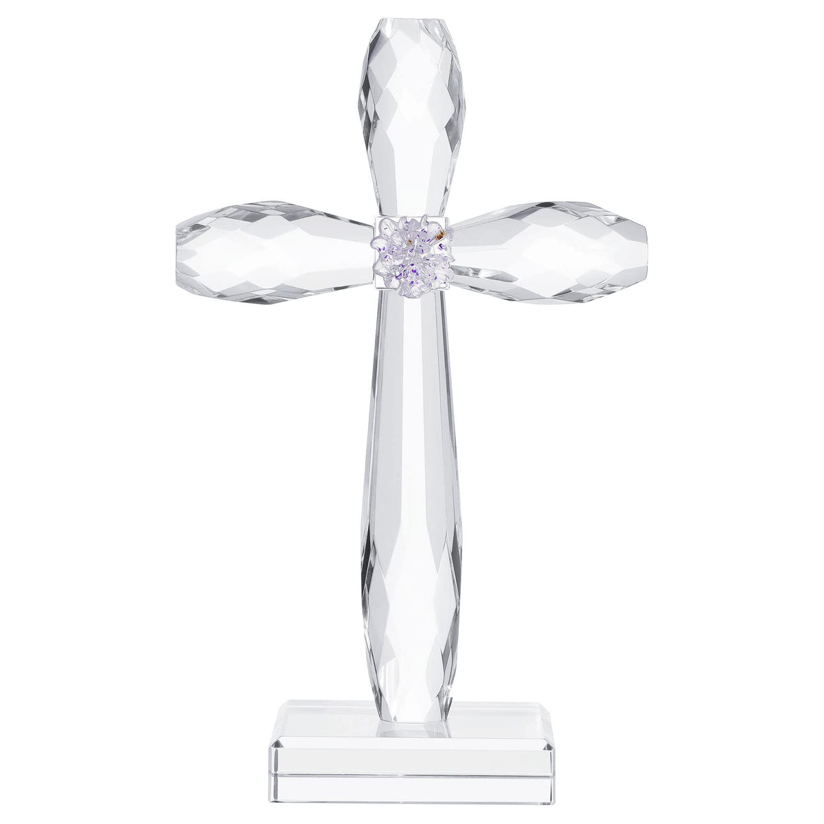 YWHL Crystal Standing Cross Decor close-up showing clarity and craftsmanship.