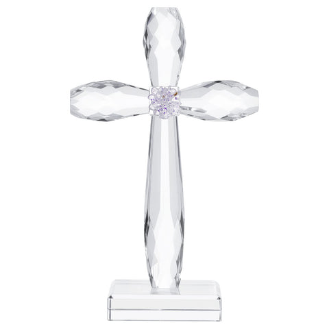 YWHL Crystal Standing Cross Decor close-up showing clarity and craftsmanship.