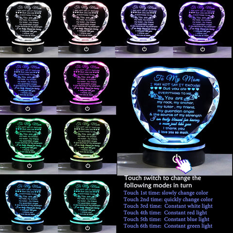 YWHL engraving detail shows loving words for mom's keepsake