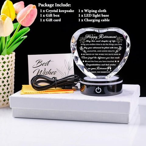 Gift box includes cloth, card, and charging cable for easy gifting