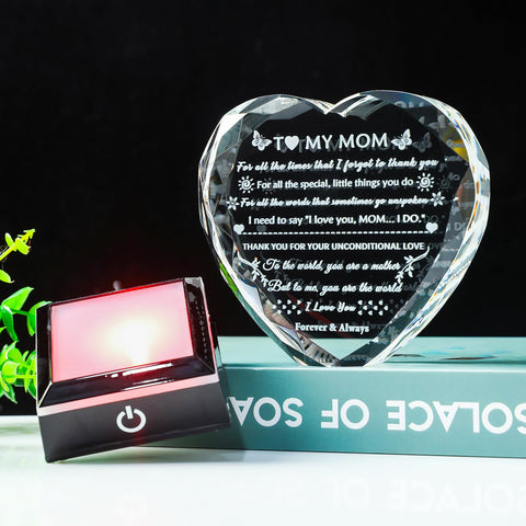 YWHL inscribed message crystal displaying heartfelt words