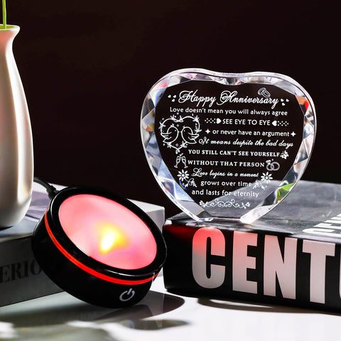 K9 crystal heart provides clarity and lasting shine