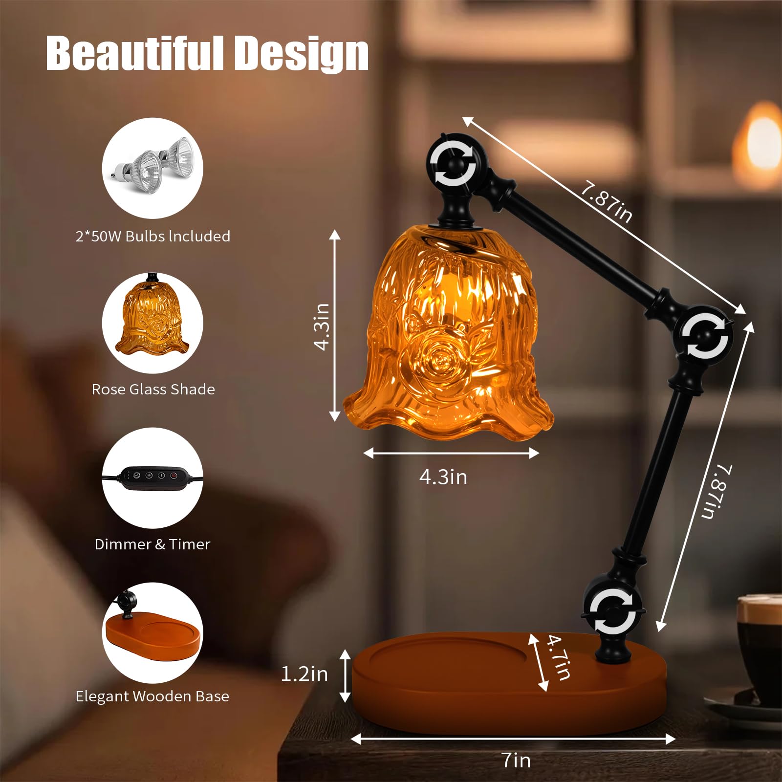 YWYWLED ambient bedroom decor lamp with wooden base