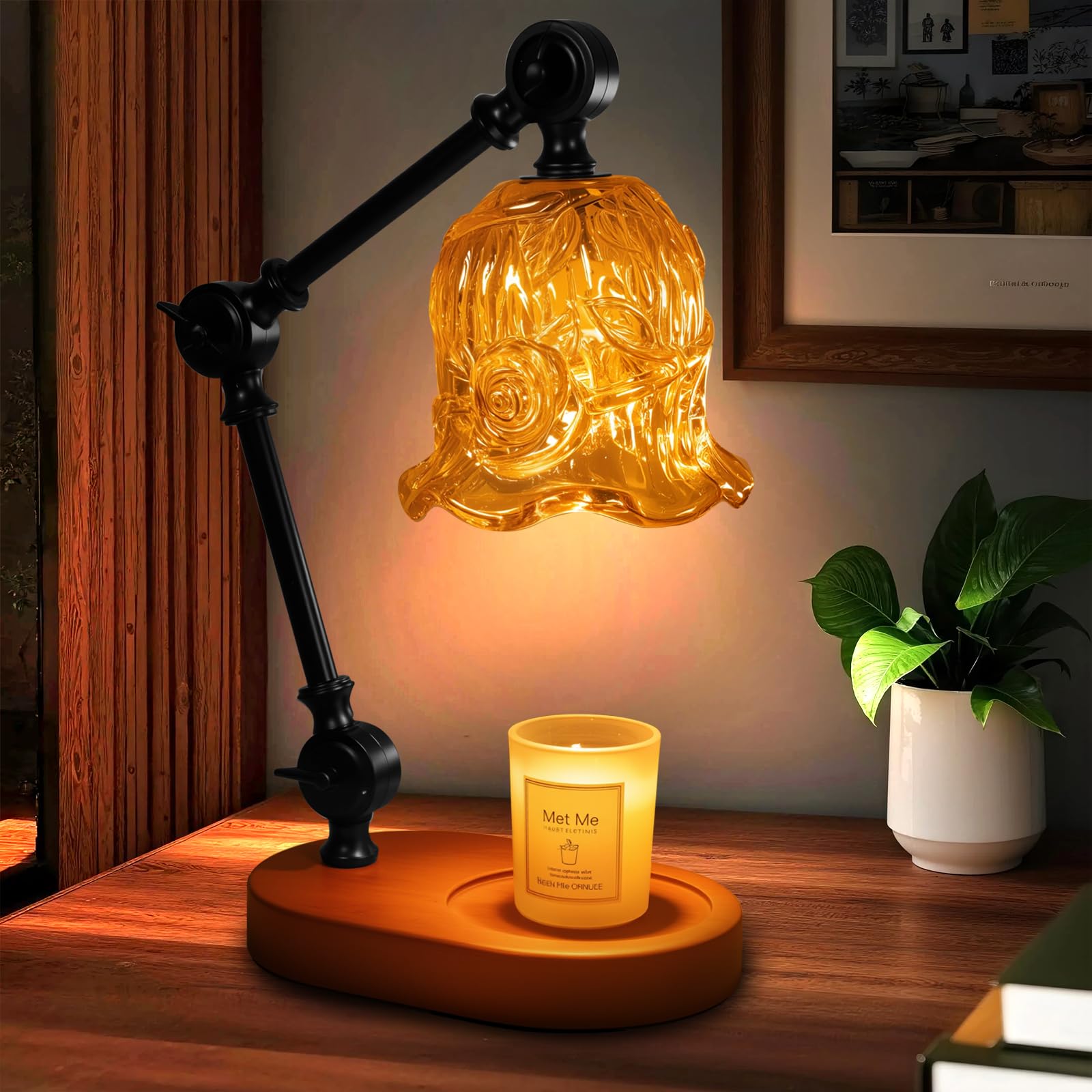 YWYWLED candle warmer lamp dimmable for customizable aroma release