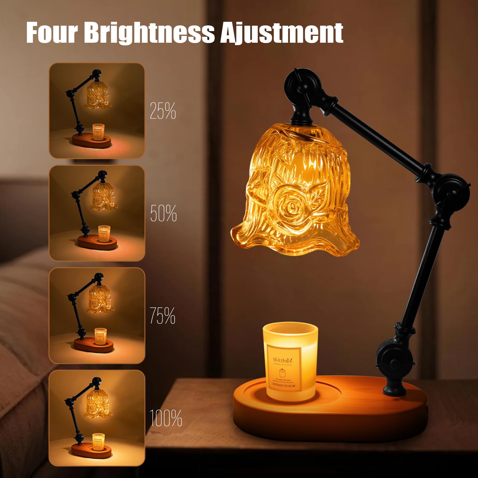 YWYWLED candle warmer lamp height adjustable for all candle sizes