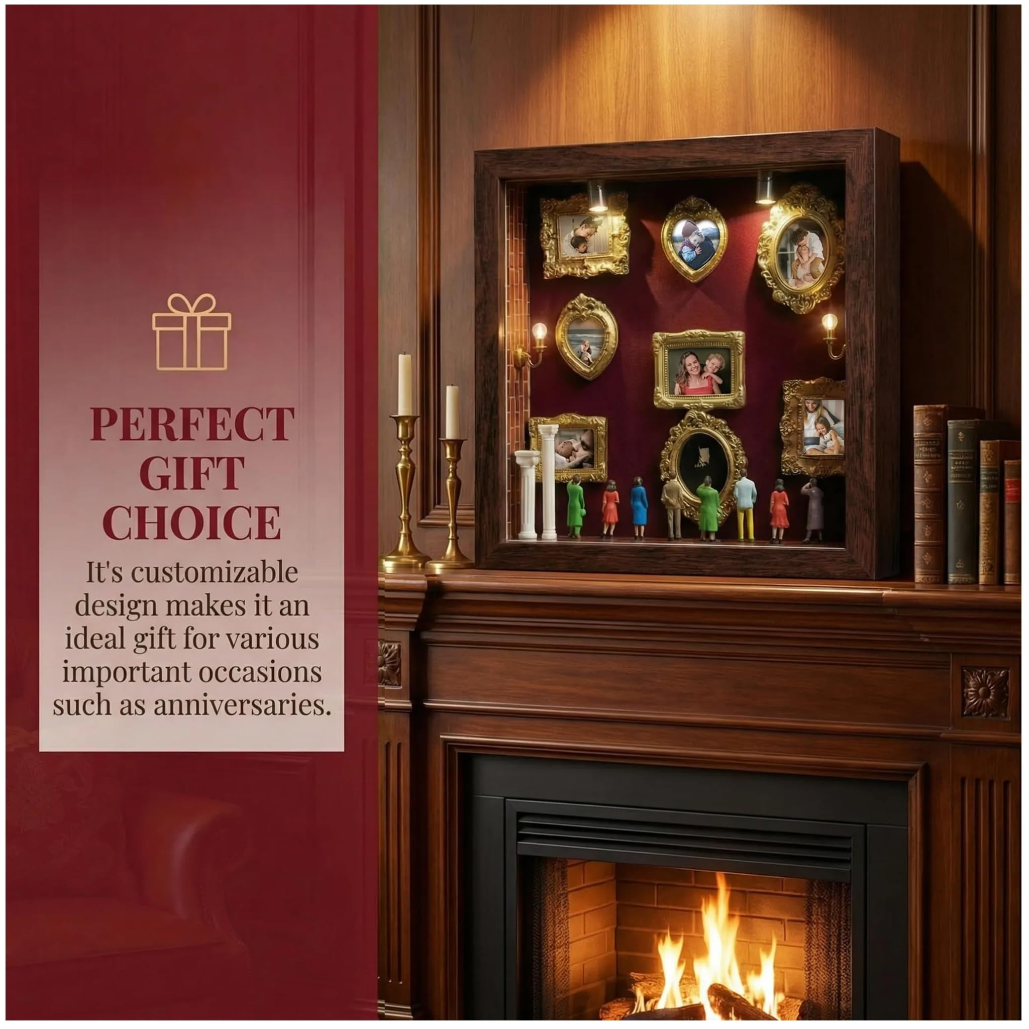 YXESO memories-on-display setup demonstrates a personal vignette for shelves
