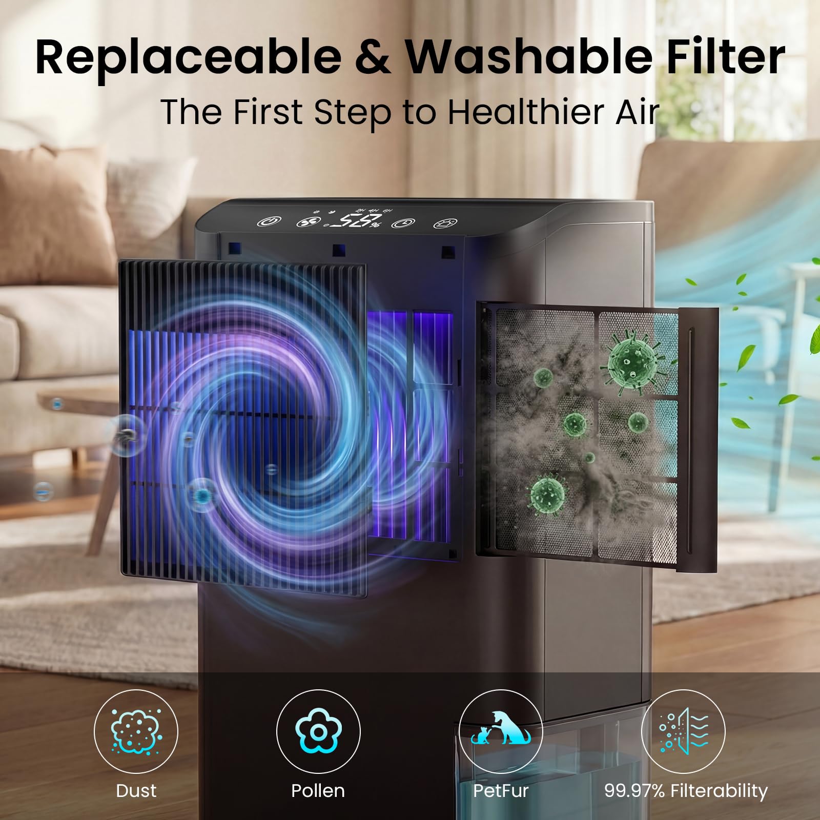 YXYUENSR dehumidifier operates at under 40 dB for quiet nights.