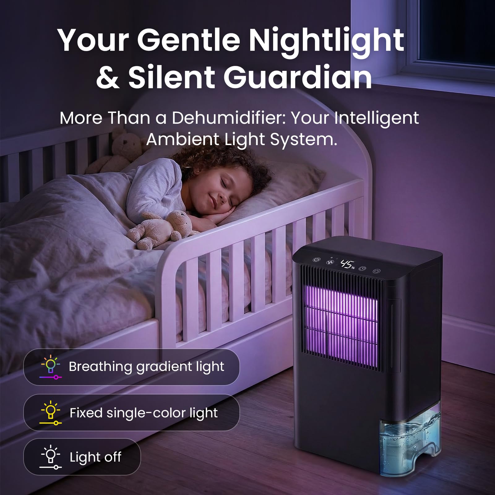 YXYUENSR dehumidifier features a washable filter for cleaner air.